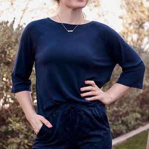 Fabletics XL Quinn Short Sleeve Oversized Navy T-shirt NWT